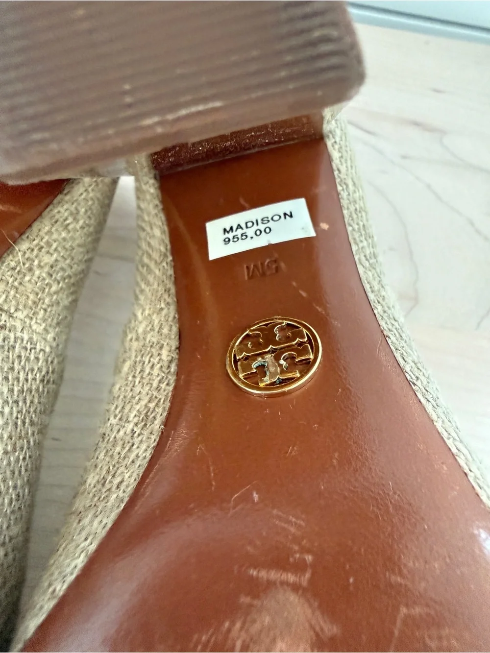 Tory Burch Madison Canvas With a Metallic Heel round toe